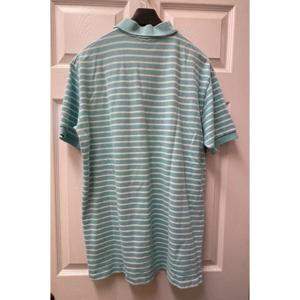 Polo Ralph Lauren Men's Size Large  Turquoise Striped Polo‎ Shirt Yellow Pony